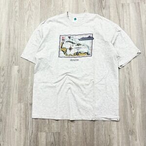 VINTAGE 90s Zenith Watches Promo Map Shirt Size 2XL XXL Men's Gray 1990s